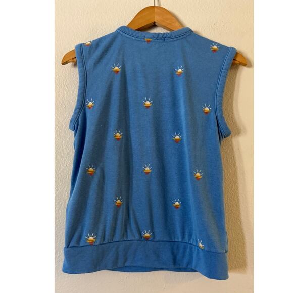 PJ Salvage Loungewear Sun Out Tank Top Size XS Blue Sleeveless Boxy Terry Knit - Picture 4 of 9